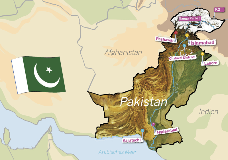 Pakistan-Landkarte. Quelle: Angela Richter)